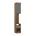 Mesa De Cabeceira Alta 1 Porta 1 Gaveta 38cm Veneza Luciane Móveis Avelã Pf/cinza Supremo Pf