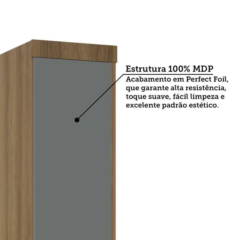 Mesa De Cabeceira Alta 1 Porta 1 Gaveta 38cm Veneza Luciane Móveis Avelã Pf/cinza Supremo Pf