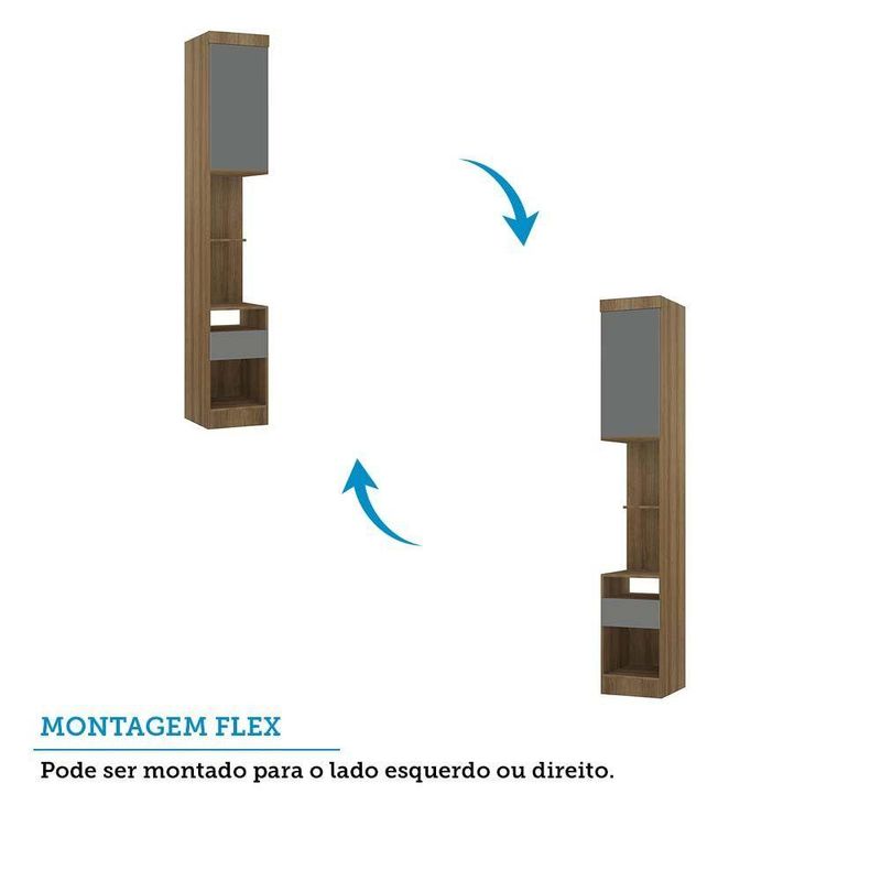 Mesa De Cabeceira Alta 1 Porta 1 Gaveta 38cm Veneza Luciane Móveis Avelã Pf/cinza Supremo Pf