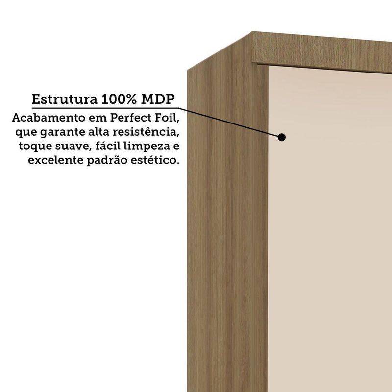 Guarda Roupa Modulado Veneza 2 Portas de Correr 3 Gavetas Avelã Luciane Móveis