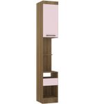 Mesa Cabeceira Alta 38cm 1Porta 1Gaveta Paris Avelã/Rosa Pf