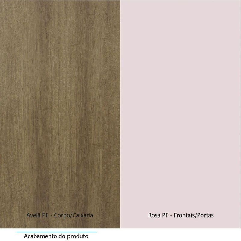 Mesa Cabeceira Alta 38cm 1Porta 1Gaveta Paris Avelã/Rosa Pf