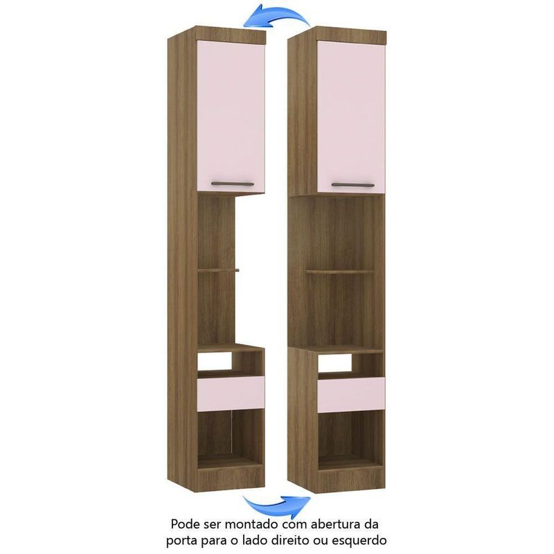 Mesa Cabeceira Alta 38cm 1Porta 1Gaveta Paris Avelã/Rosa Pf