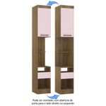 Mesa Cabeceira Alta 38cm 1Porta 1Gaveta Paris Avelã/Rosa Pf