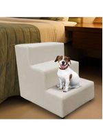 Escada Escadinha Pet Cachorro 3 Degraus Rampa Suede Dog Cor:bege