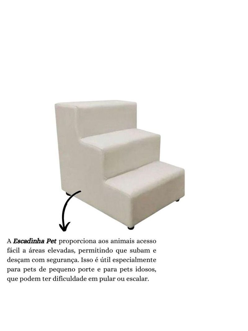 Escada Escadinha Pet Cachorro 3 Degraus Rampa Suede Dog Cor:bege