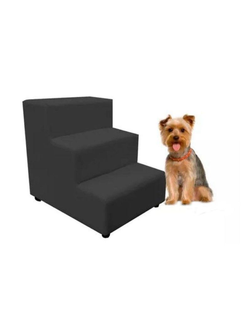 Escada Escadinha Pet Cachorro 3 Degraus Rampa Suede Dog Cor:cinza