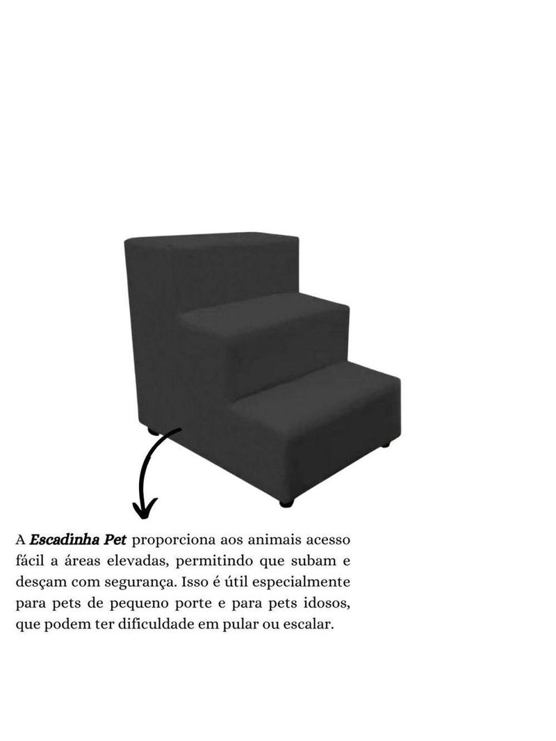 Escada Escadinha Pet Cachorro 3 Degraus Rampa Suede Dog Cor:cinza
