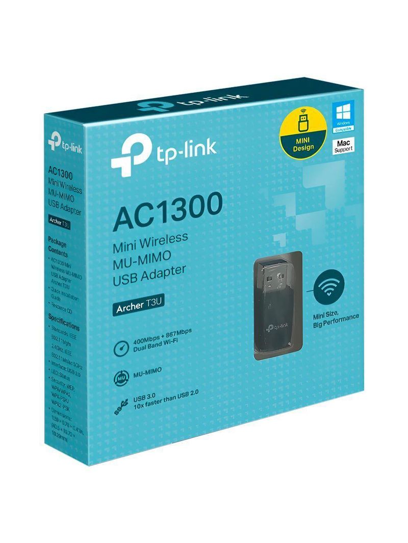 Adaptador Wifi Tp-link Archer T3u Mini Mu-mimo Usb Dual Band - 24ghz - 5ghz - 1300mbps