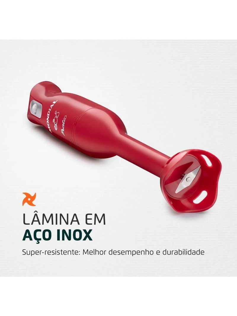 Mixer mondial pratic m-15-r 2 em 1 com copo medidor vermelho – 200 w