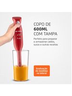 Mixer mondial pratic m-15-r 2 em 1 com copo medidor vermelho – 200 w