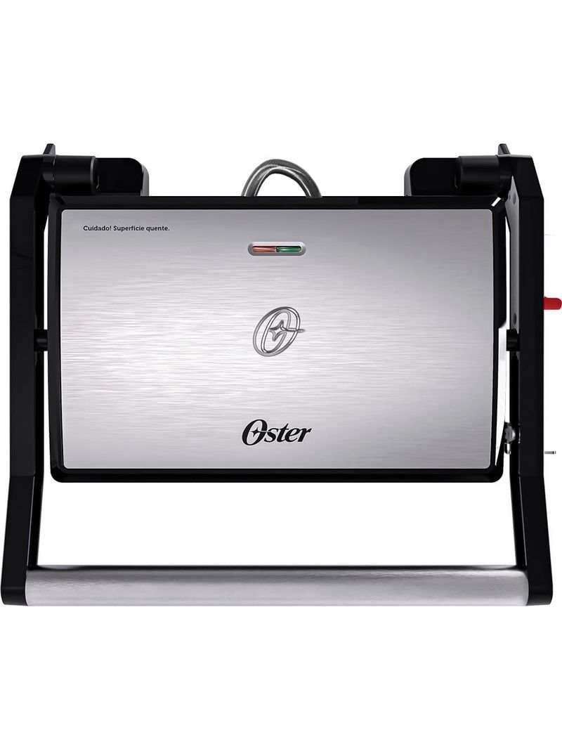 Mini grill elétrico oster ogrl230 2 em 1 com abertura 180° - inox