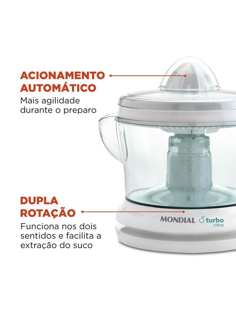 Espremedor de frutas mondial turbo citrus e-01 - branco