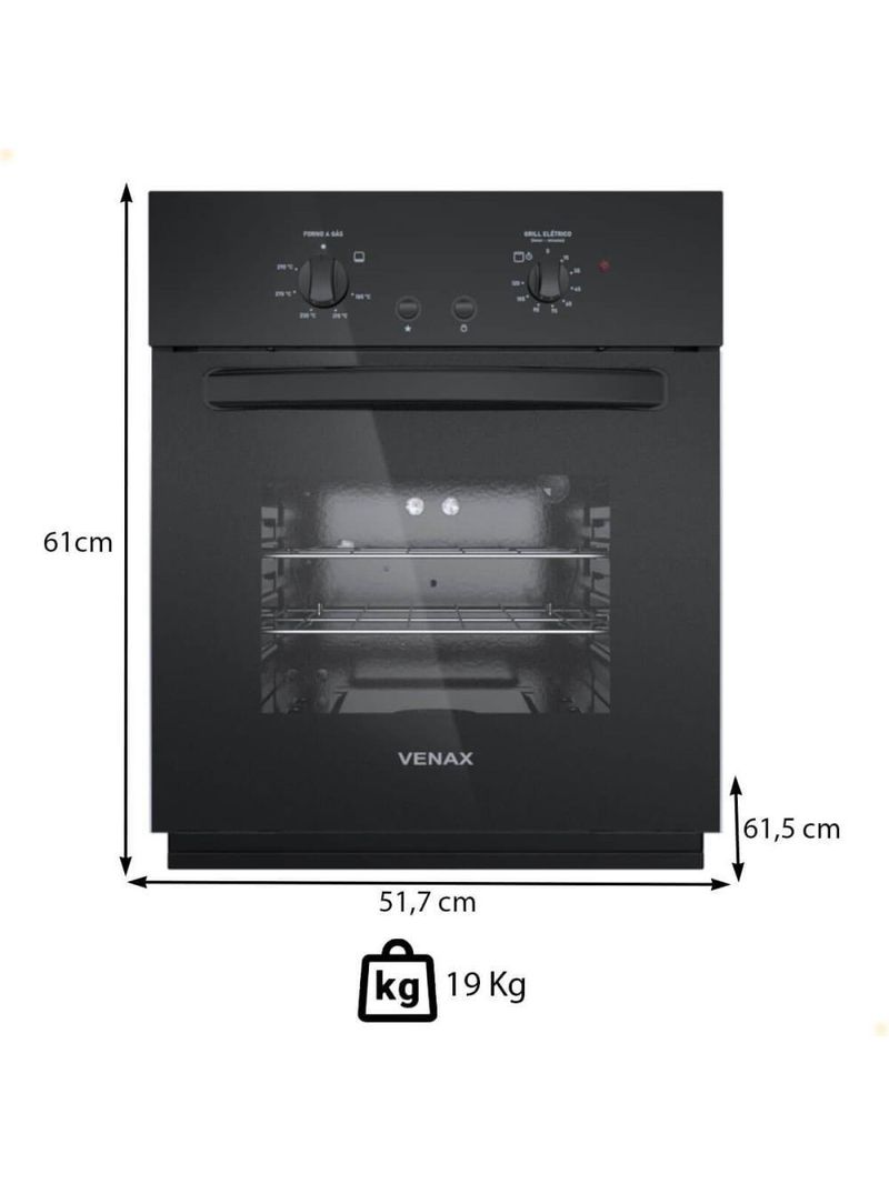 Forno De Embutir Venax á Gás 50l Totale Nero Giii Glp 220V 26019