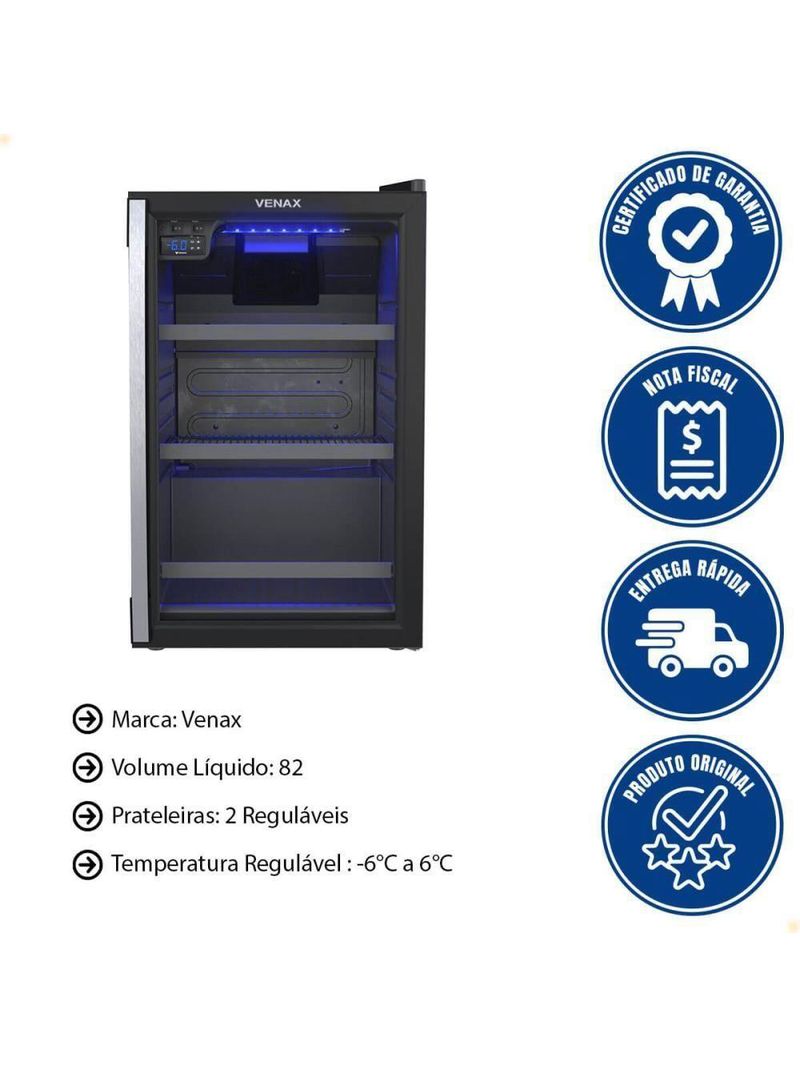Cervejeira Venax Blue Light 102 Litros Preto Fosco 220V Expvbl102 37702