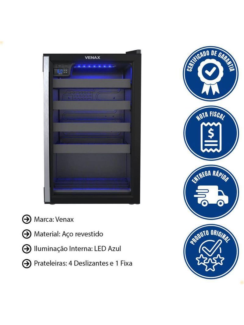 Adega Venax Piubella Cave 100l Preto Fosco 220V