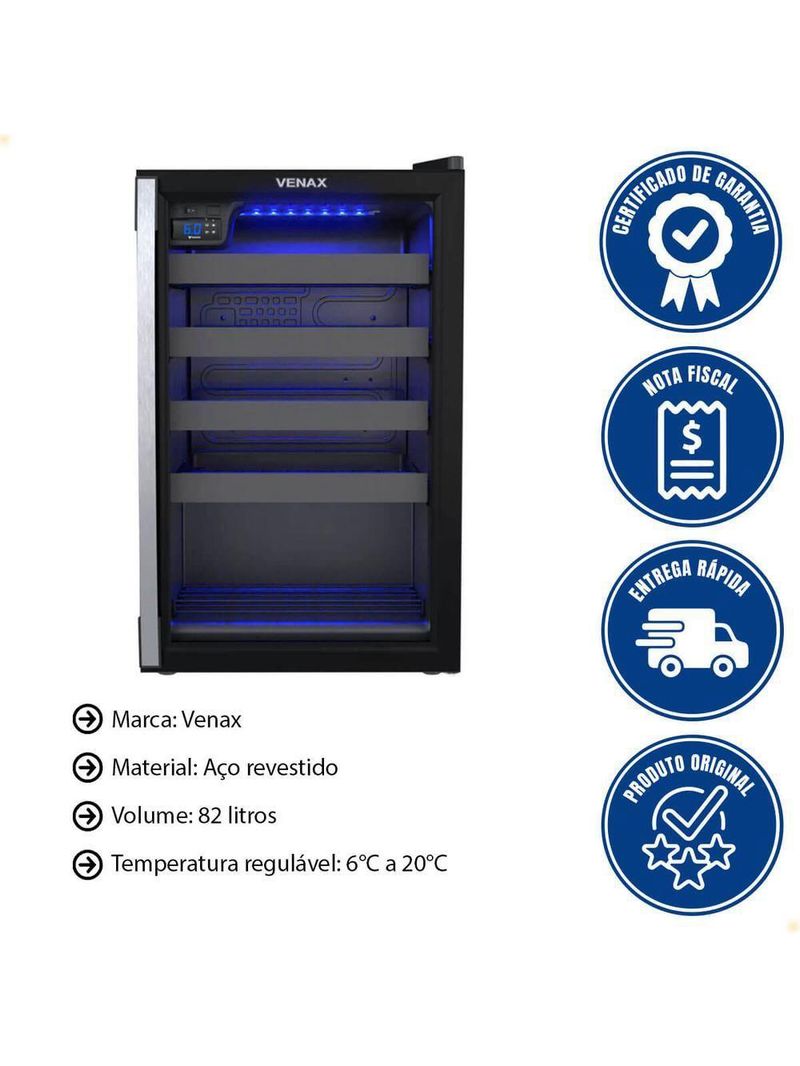 Adega Venax Piubella Cave 100L Preto Fosco 110V 7831