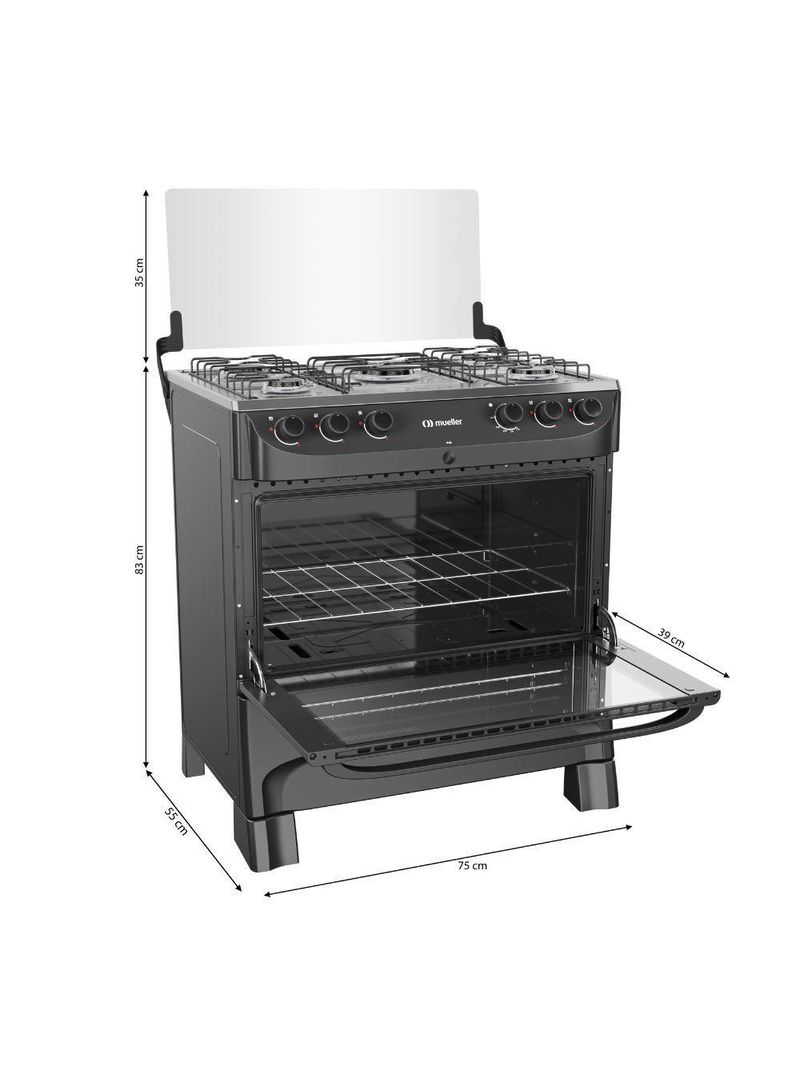 Fogao 5bcs Mesa Inox Mfi5bb Mueller Preto Bivolt