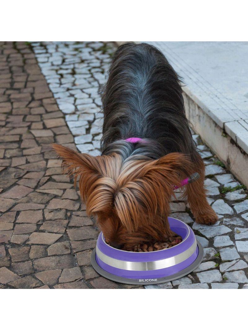 Comedouro Inox Prestige Roxo 850ml - Durável E Antiderrapante