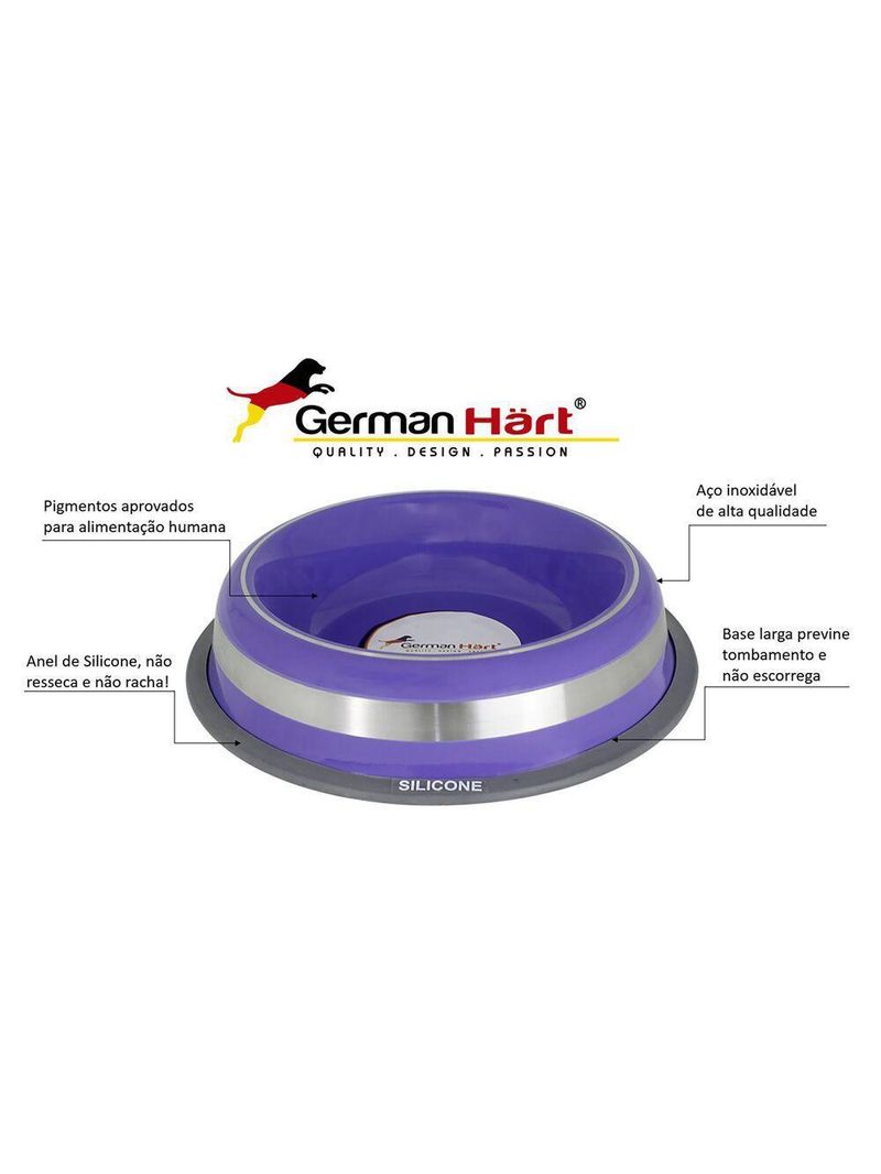 Comedouro Inox Prestige Roxo 850ml - Durável E Antiderrapante