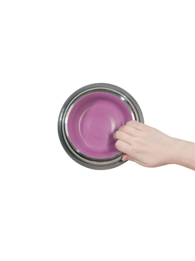 Comedouro Inox Premium Rosa 450ml - Antiderrapante, Durável E Fácil De Limpar