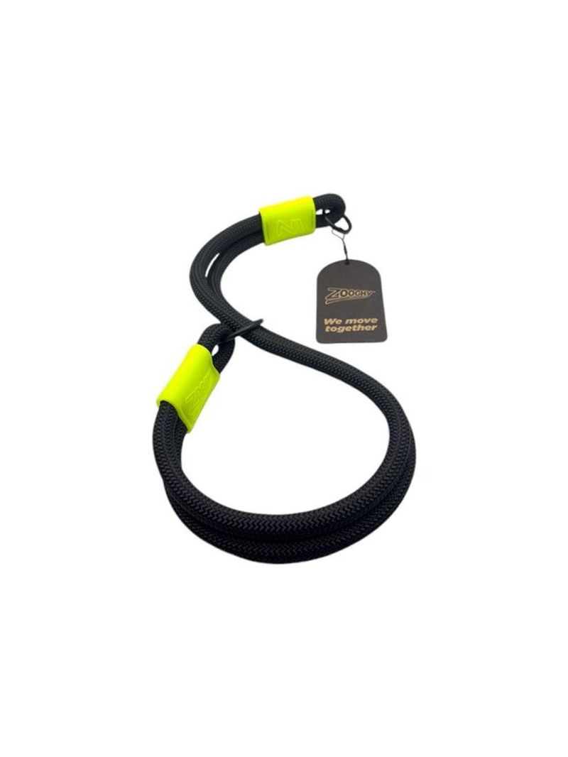 Coleira De Corda Dupla Preta Com Verde 65cm Resistente Acqua Wave