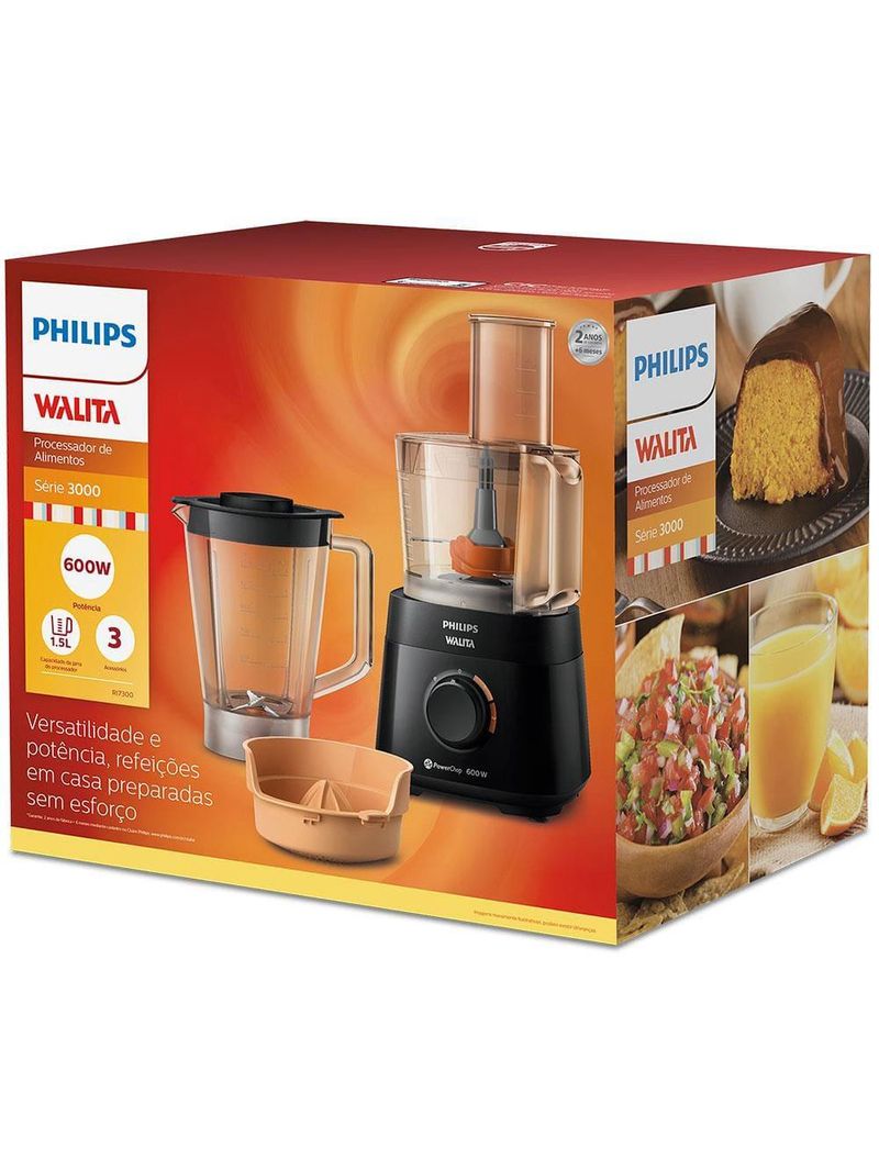Processador de alimentos philips walita powerchop ri7300 3 em 1 com 2 velocidades – 600 w