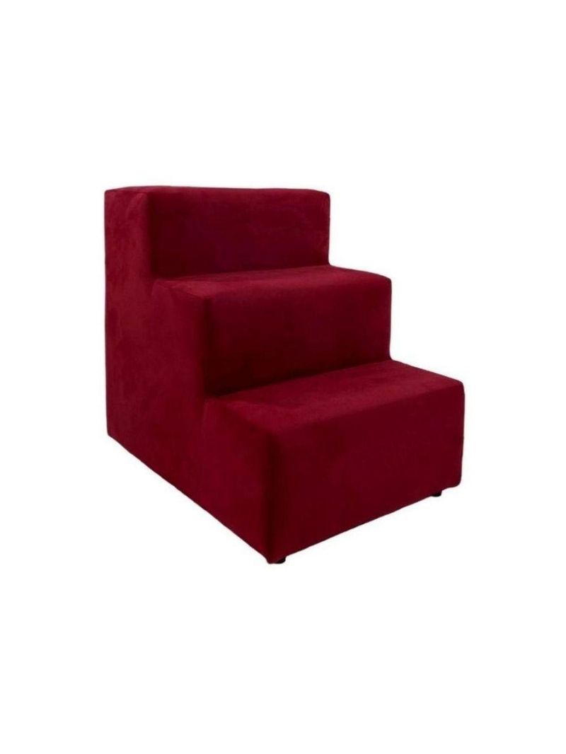 Escada Escadinha Pet Cachorro 3 Degraus Rampa Suede Dog Vermelho