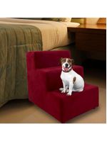 Escada Escadinha Pet Cachorro 3 Degraus Rampa Suede Dog Vermelho