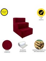 Escada Escadinha Pet Cachorro 3 Degraus Rampa Suede Dog Vermelho