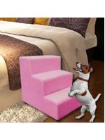 Escada Escadinha Pet Cachorro 3 Degraus Rampa Suede Dog Rosa
