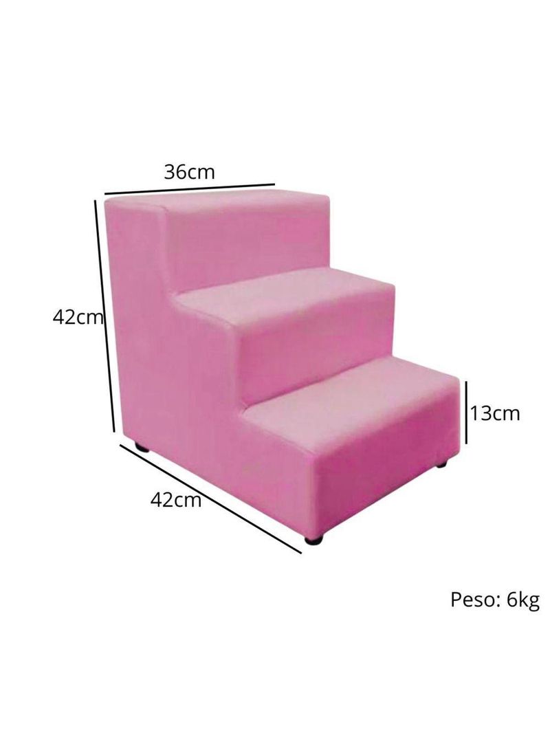 Escada Escadinha Petcachorro 3 Degraus Rampa Dog Suede Rosa