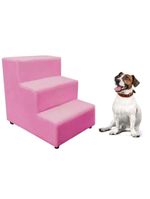 Escada Escadinha Petcachorro 3 Degraus Rampa Dog Suede Rosa