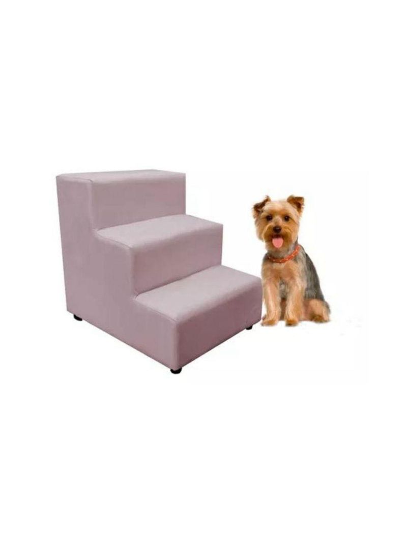 Escada Escadinha Pet Cachorro 3 Degraus Rampa Suede Dog rosê