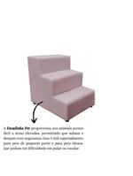 Escada Escadinha Pet Cachorro 3 Degraus Rampa Suede Dog rosê