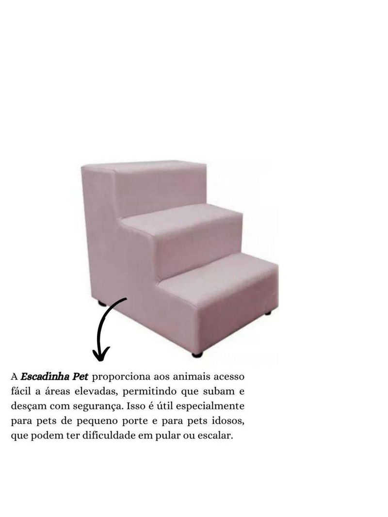 Escada Escadinha Pet Cachorro 3 Degraus Rampa Suede Dog rosê