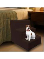 Escada Escadinha Pet Cachorro 3 Degraus Rampa Suede Dog Marrom