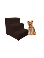 Escada Escadinha Pet Cachorro 3 Degraus Rampa Suede Dog Marrom