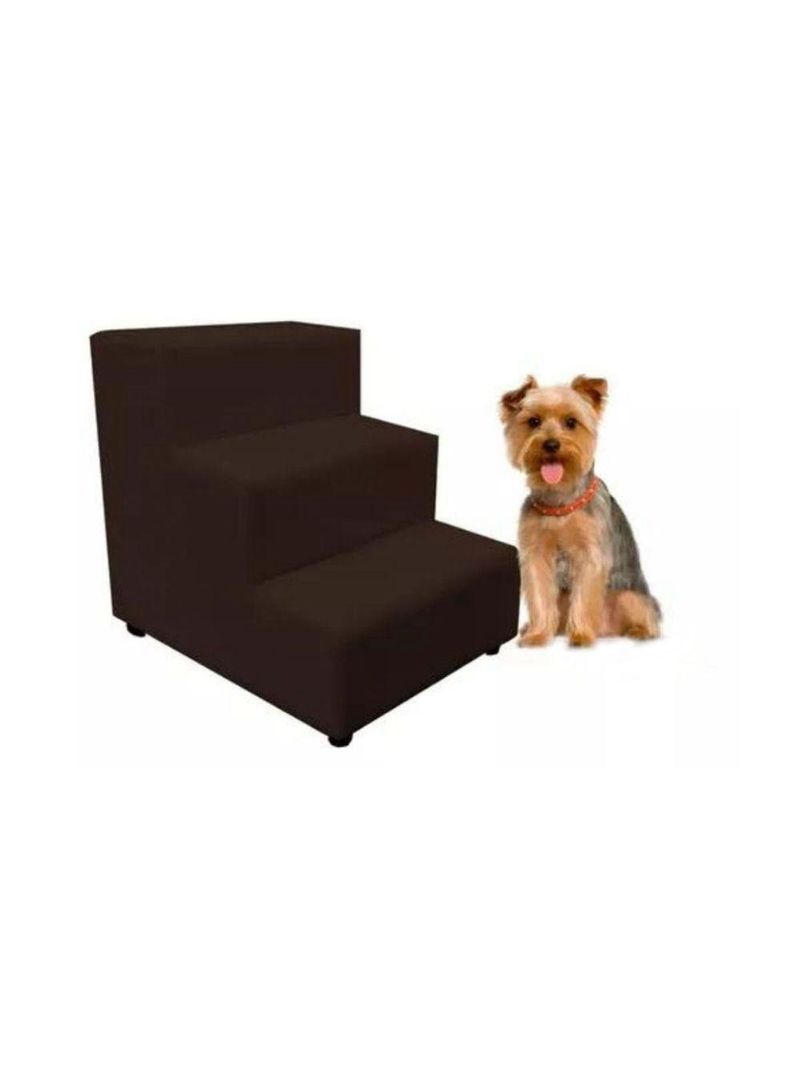 Escada Escadinha Pet Cachorro 3 Degraus Rampa Suede Dog Marrom