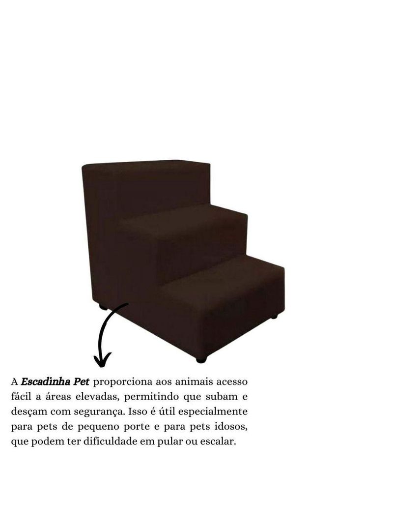 Escada Escadinha Pet Cachorro 3 Degraus Rampa Suede Dog Marrom