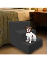 Escada Escadinha Pet Cachorro 3 Degraus Rampa Suede Dog Cinza