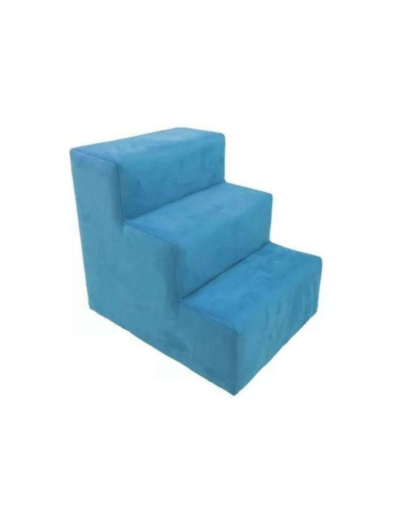 Escada Escadinha Pet Cachorro 3 Degraus Rampa Suede Dog Azul Turquesa