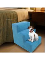 Escada Escadinha Pet Cachorro 3 Degraus Rampa Suede Dog Azul Turquesa
