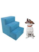 Escada Escadinha Pet Cachorro 3 Degraus Rampa Suede Dog Azul Turquesa
