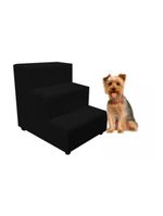 Escada Escadinha Pet Cachorro 3 Degraus Rampa Suede Dog Preto