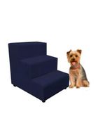 Escada Escadinha Pet Cachorro 3 Degraus Rampa Suede Dog Azul Marinho
