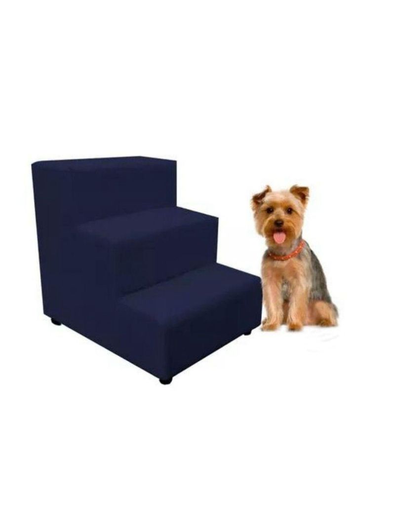 Escada Escadinha Pet Cachorro 3 Degraus Rampa Suede Dog Azul Marinho