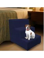 Escada Escadinha Pet Cachorro 3 Degraus Rampa Suede Dog Azul Marinho