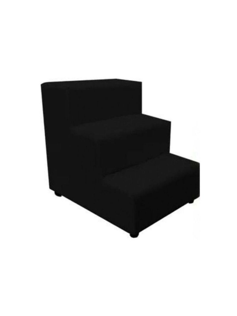 Escada Escadinha Pet Cachorro 3 Degraus Rampa Suede Premium Preto