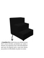 Escada Escadinha Pet Cachorro 3 Degraus Rampa Suede Premium Preto